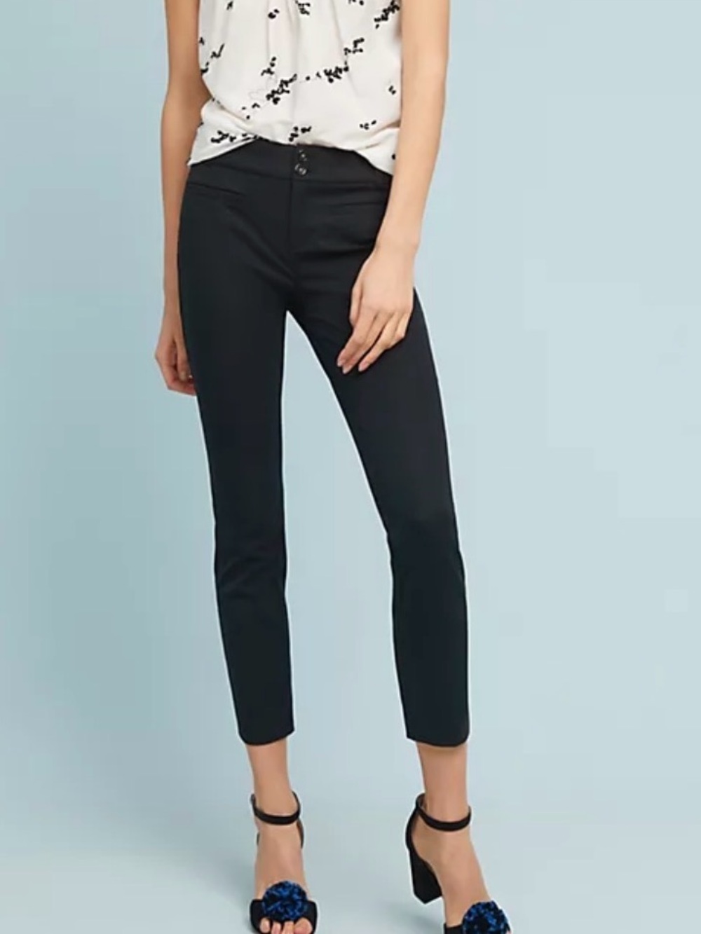 ANTHROPOLOGIE Women Essential Ankle Slim Pants Sz 10 Black Casual Work 40-1
